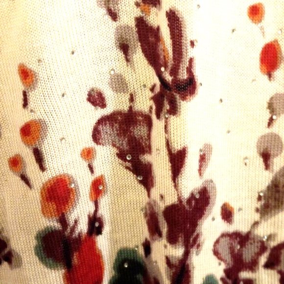 Cathy daniels Womans Button Front Sweater size large roses button front white - Picture 4 of 5